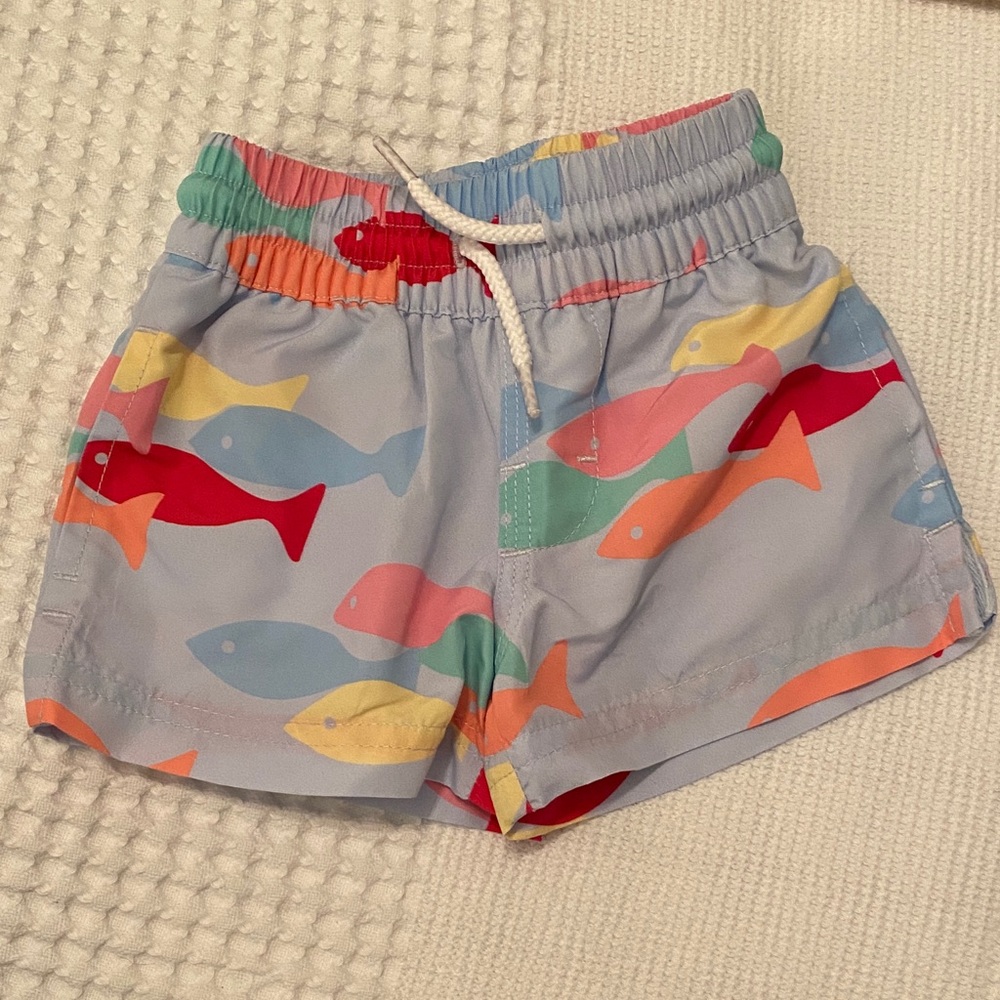 The Beaufort Bonnet Company Multicolor Fish Print Baby Swim Trunks